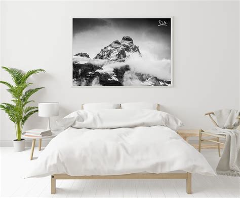 Black and White Mountain Printable Artwork Printable Wall - Etsy