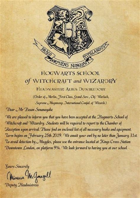 Personalized Custom Acceptance Letters | Etsy | Harry potter hogwarts letter, Harry potter ...