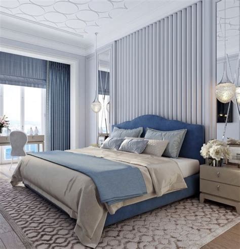 Luxury Bedroom Design with Blue Headboard