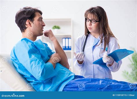 The Scared Patient Man Getting Ready for Flu Shot Stock Image - Image of laboratory, needle ...