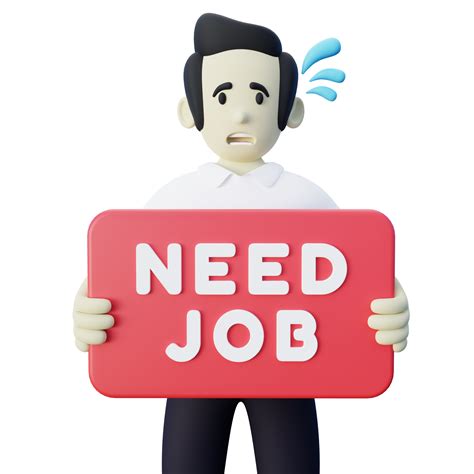 3d Illustration of Job Seeker Holding Need Job Banner 22280612 PNG