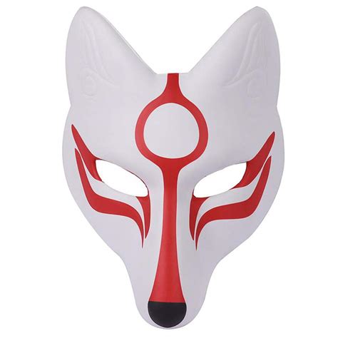 AMOSFUN Fox Mask Japanese Kabuki Kitsune Masks for Men Women Children Halloween Masquerade ...