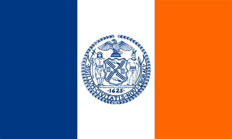 The New York City flag, which features the colors of blue, white and orange and has the city’s ...