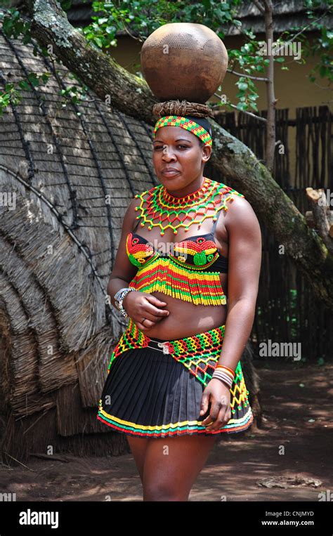 Young Zulu female in Lesedi African Cultural Village, Broederstroom, Johannesburg, Gauteng ...