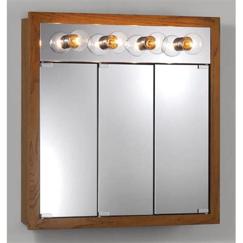 Jensen Medicine Cabinet Granville Tri-View 4-Light 30W x 30H in. Surface Mount Medicine Cabinet ...