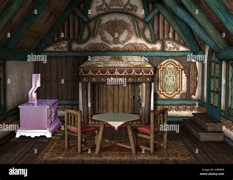 3D rendering of a fairytale cottage interior Stock Photo: 122840004 - Alamy