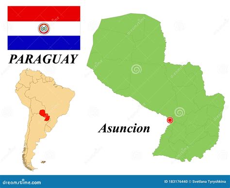 Flag Map Capital of Paraguay Stock Vector - Illustration of argentina ...