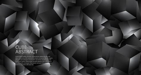 3D polygonal geometric black cube texture structure metallic background ...