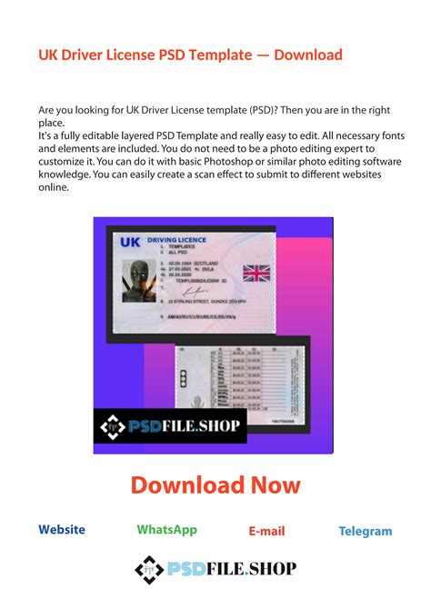 UK Driver License PSD Template - Download by psdfile.shop - Issuu