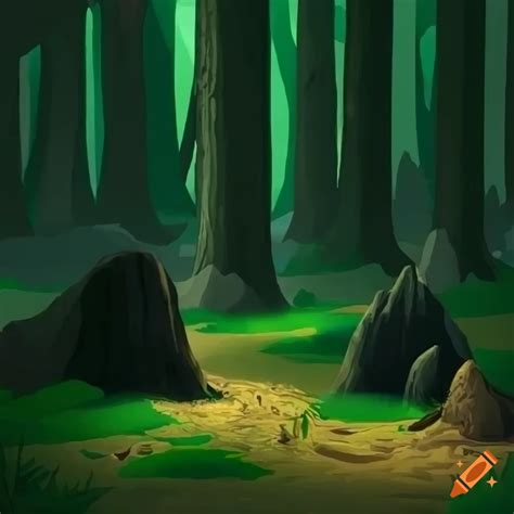 Forest and rocks background for 2d design
