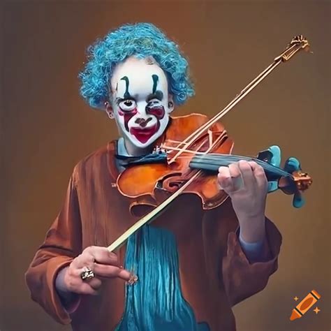 Photorealistic emmet kelly clown playing tiny violin on Craiyon