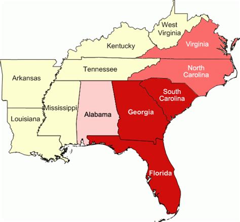 Map Of The Southeast Region Of The United States - Printable Map