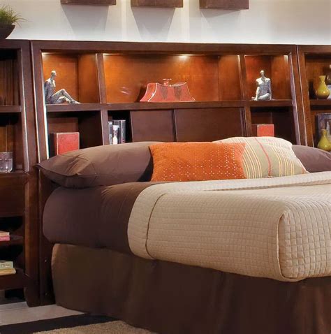 king size bookcase headboard with lights — All Styles Bookcase ...