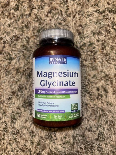 Magnesium Glycinate 500Mg per Caps, 120 Veggie Caps, Chelated for ...