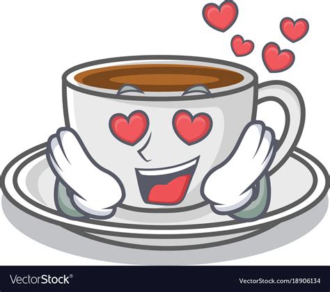 In love coffee character cartoon style Royalty Free Vector