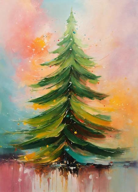 Premium AI Image | Abstract oil painting of Christmas tree