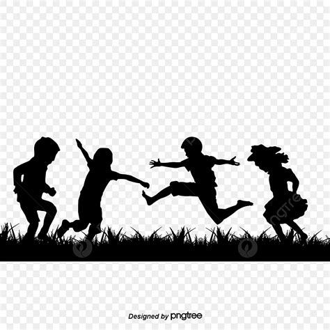 Happy Children Silhouette Transparent Background, Happy Childrens Silhouettes, Children Clipart ...