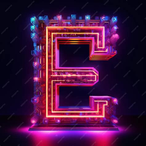 Premium AI Image | A close up of a neon lit letter e on a black background generative ai