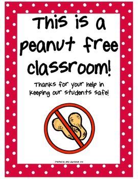 Peanut Free Classroom FREEBIE | Peanut free classroom, Free classroom ...