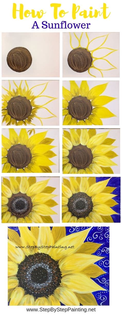 How To Paint A Sunflower - Step By Step Painting - Tutorial