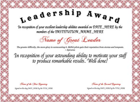 Free Leadership Award At Clevercertificates | Leadership for Leadership Award Certificate ...