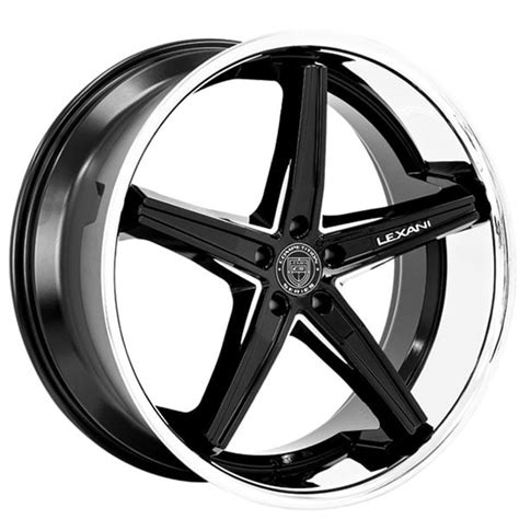 24" Staggered Lexani Wheels Fiorano Gloss Black Milled with Chrome SS ...