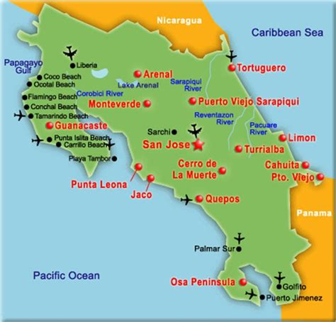 Costa Rica Attractions Map | Costa rica travel guide, Costa rica attractions, Costa rica travel