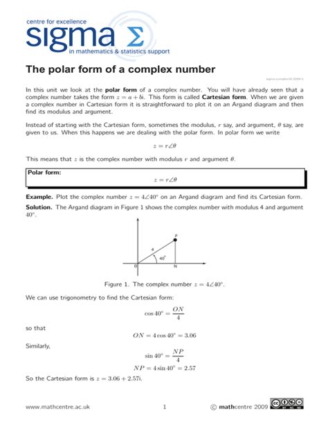 The polar form of a complex number