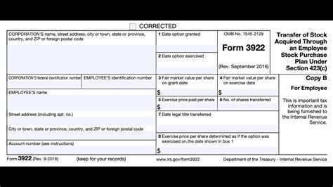 IRS Form 3922 walkthrough - ARCHIVED COPY - READ COMMENTS ONLY - YouTube