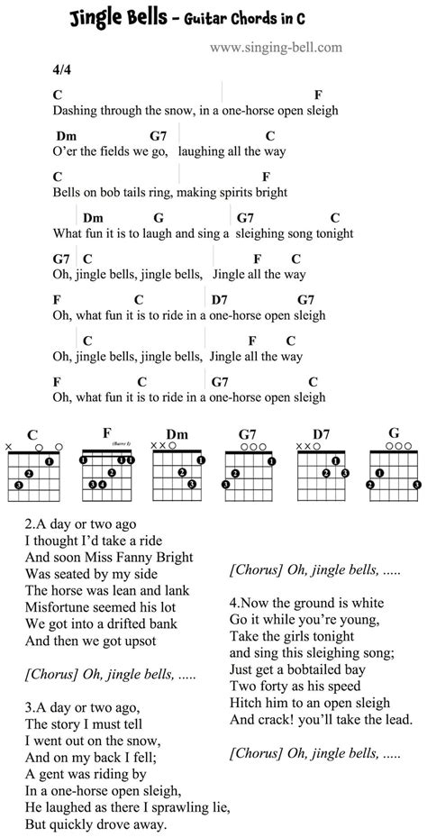 Jingle Bells Guitar Chords Tabs Sheet Music Printable PDF