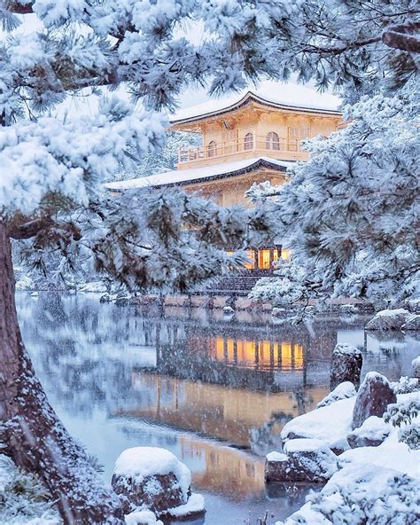 Kinkakuji-temple under a snow blanket in Kyoto, Japan. : CozyPlaces