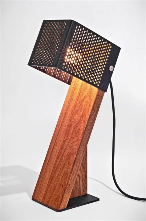 Handcrafted Oblic Wood Table Lamp • iD Lights