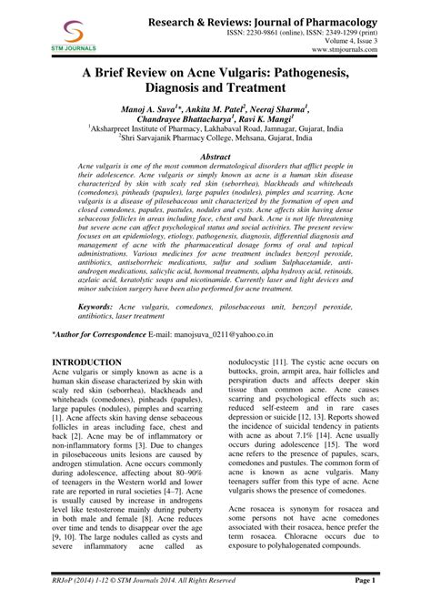 (PDF) A Brief Review on Acne Vulgaris: Pathogenesis, Diagnosis and ...