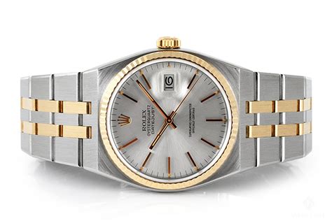 Mens Rolex Oysterquartz Datejust Steel and Gold Silver Stick Dial Fluted Bezel Quartz Bracelet