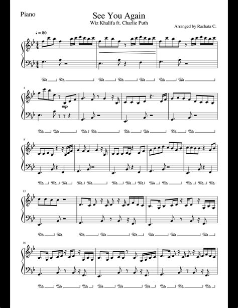 See You Again Simple sheet music for Piano download free in PDF or MIDI