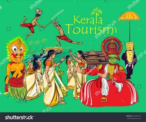 Kerala Tourism Vector Illustration Stock Vector (Royalty Free) 764456779 | Shutterstock