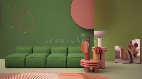 Green Colored Contemporary Living Room, Pastel Colors, Sofa, Vases, Carpet, Coffee Tables ...