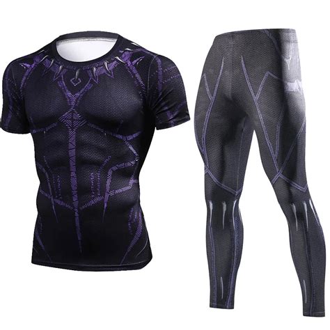 NEW Black Panther Compression Shirts Set 3D Printed Brand Clothing Sportswear Sets 3D Print Male ...