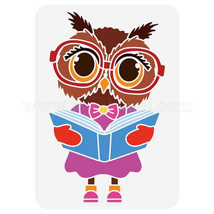 Wholesale FINGERINSPIRE Cute Owl Lady Painting Large Stencil 8.3x11.7" Reusable Owl Reading A ...