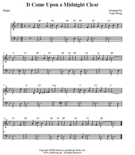 It Came Upon A Midnight Clear Piano Sheet Music