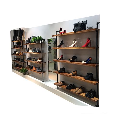 Shoes display shelves in imported retail shoe stores