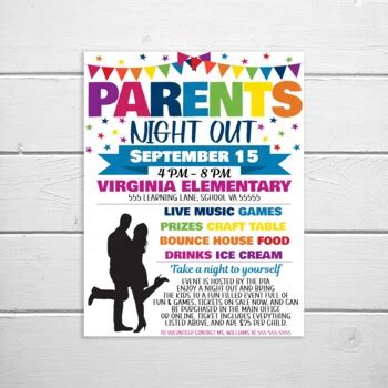 Parents Night Out Flyer, Fundraiser, PTO PTA School Fundraising Event ...