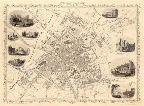 Old map of York - Antique map of York (UK) - Available on matte paper or canvas