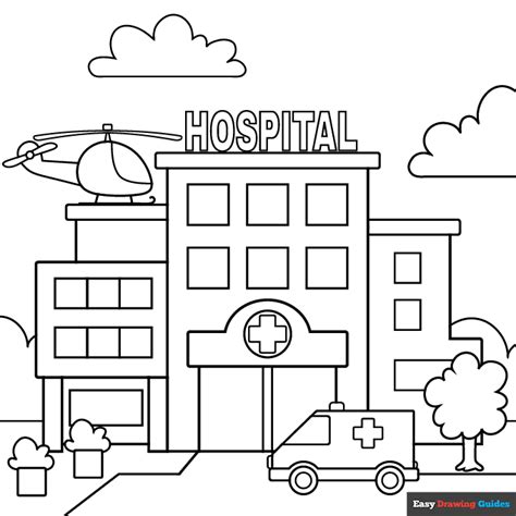 Hospital Coloring Page | Easy Drawing Guides