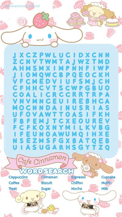 Cinnamoroll wordsearch | Cute coloring pages, Little space journal ...