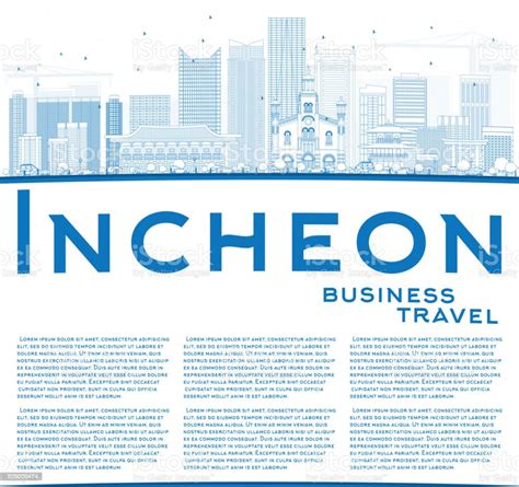 Outline Incheon Skyline With Blue Buildings And Copy Space Stock Illustration - Download Image ...