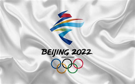 Download wallpapers 2022 Winter Olympics, logo, 4k, silk flag, Beijing 2022 logo, XXIV Olympic ...