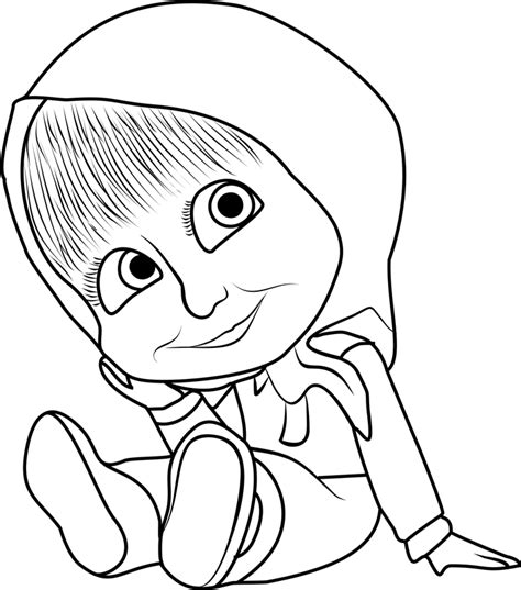 Baby Masha Smiling Coloring Page - Free Printable Coloring Pages for Kids