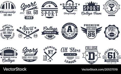 Sport club logo design set baseball retro emblem Vector Image