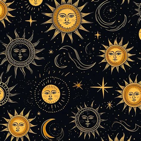 Premium AI Image | Sun and Moon Phases background design seamless pattern